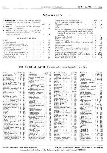 La chimica e l'industria organo ufficiale dell'Associazione italiana di chimica e della Federazione nazionale fascista degli industriali dei prodotti chimici