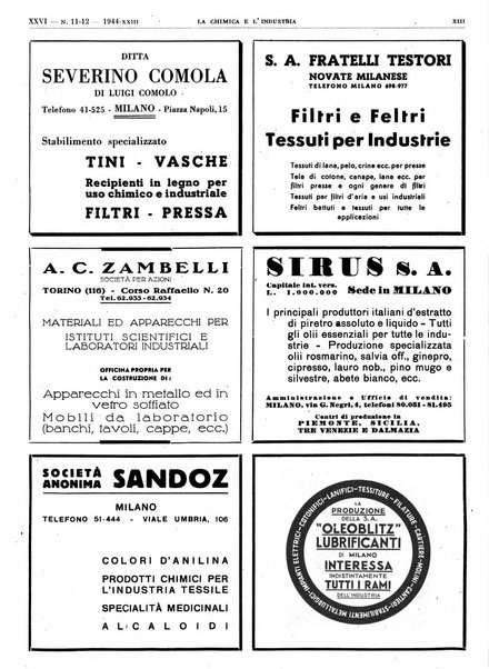 La chimica e l'industria organo ufficiale dell'Associazione italiana di chimica e della Federazione nazionale fascista degli industriali dei prodotti chimici