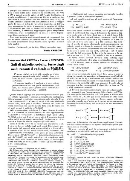 La chimica e l'industria organo ufficiale dell'Associazione italiana di chimica e della Federazione nazionale fascista degli industriali dei prodotti chimici