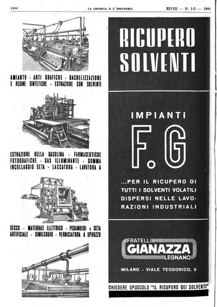 La chimica e l'industria organo ufficiale dell'Associazione italiana di chimica e della Federazione nazionale fascista degli industriali dei prodotti chimici