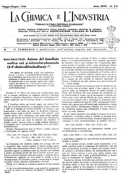 La chimica e l'industria organo ufficiale dell'Associazione italiana di chimica e della Federazione nazionale fascista degli industriali dei prodotti chimici