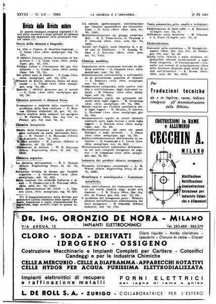 La chimica e l'industria organo ufficiale dell'Associazione italiana di chimica e della Federazione nazionale fascista degli industriali dei prodotti chimici