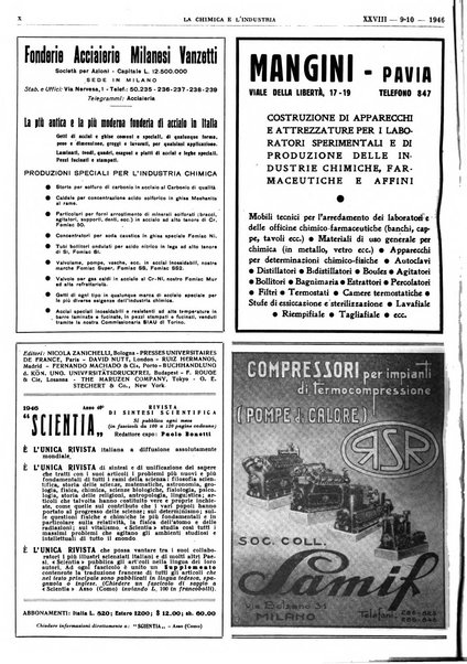 La chimica e l'industria organo ufficiale dell'Associazione italiana di chimica e della Federazione nazionale fascista degli industriali dei prodotti chimici