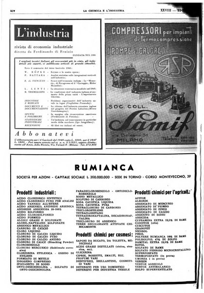 La chimica e l'industria organo ufficiale dell'Associazione italiana di chimica e della Federazione nazionale fascista degli industriali dei prodotti chimici