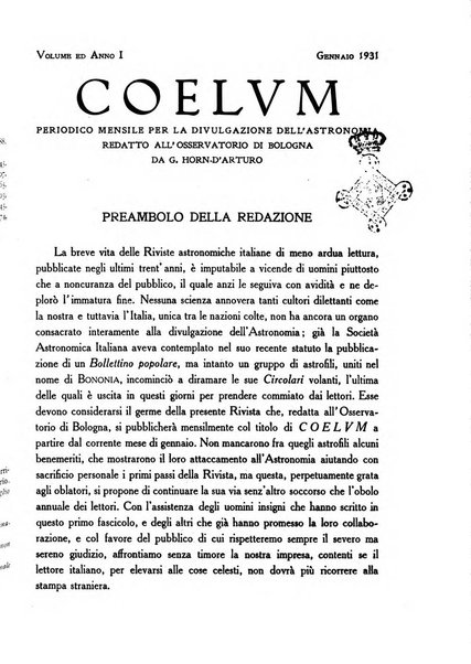 Coelum periodico mensile per la divulgazione dell'astronomia