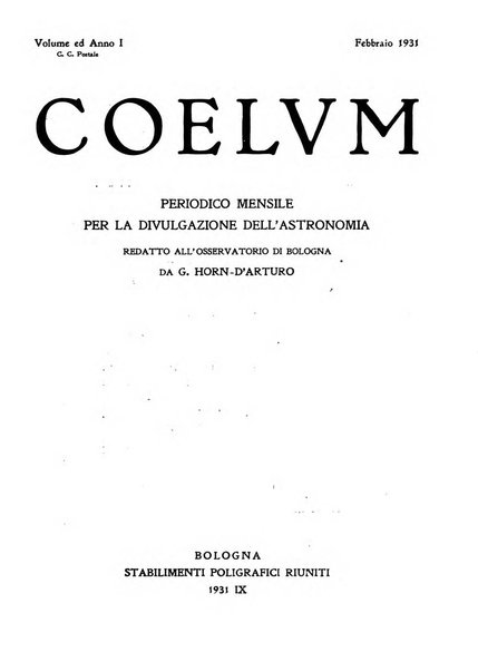 Coelum periodico mensile per la divulgazione dell'astronomia