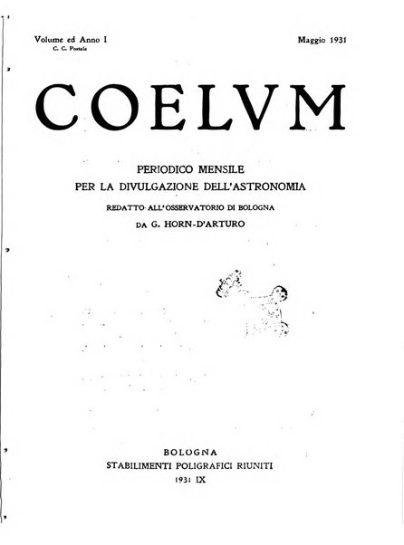 Coelum periodico mensile per la divulgazione dell'astronomia