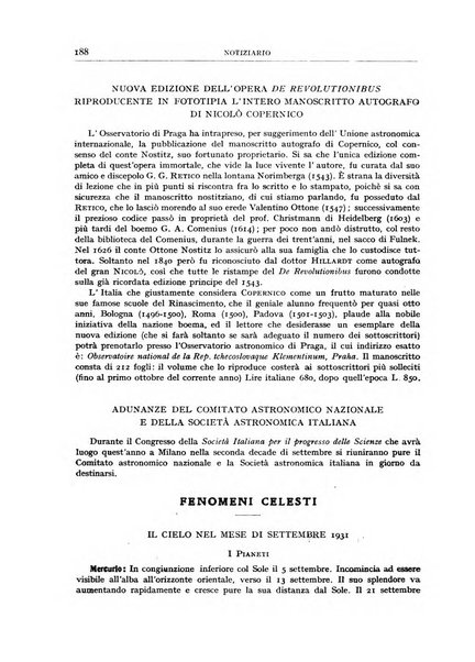 Coelum periodico mensile per la divulgazione dell'astronomia