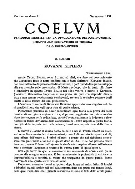 Coelum periodico mensile per la divulgazione dell'astronomia