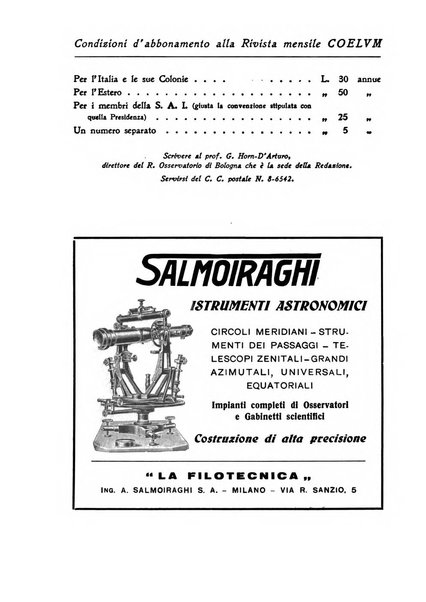 Coelum periodico mensile per la divulgazione dell'astronomia