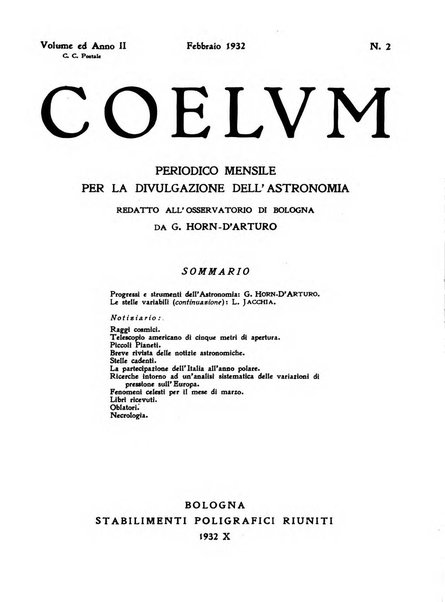 Coelum periodico mensile per la divulgazione dell'astronomia