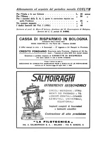 Coelum periodico mensile per la divulgazione dell'astronomia