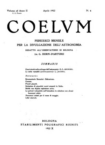 Coelum periodico mensile per la divulgazione dell'astronomia