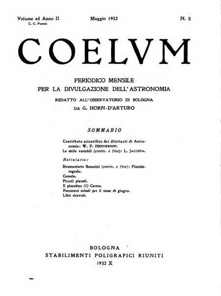 Coelum periodico mensile per la divulgazione dell'astronomia