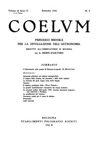 Coelum periodico mensile per la divulgazione dell'astronomia