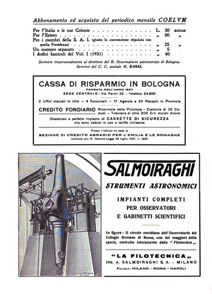 Coelum periodico mensile per la divulgazione dell'astronomia