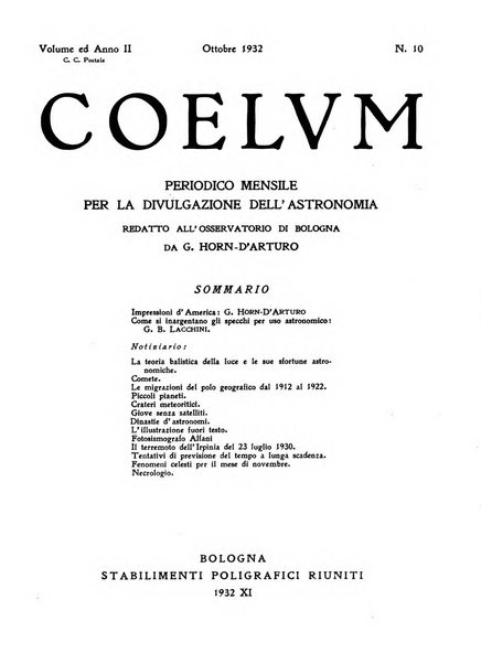 Coelum periodico mensile per la divulgazione dell'astronomia