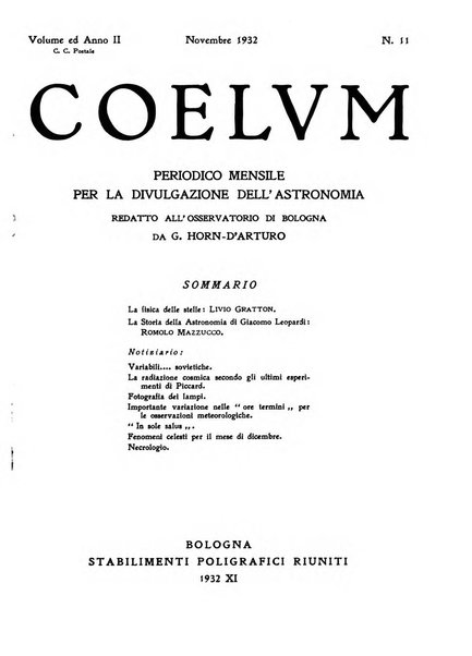 Coelum periodico mensile per la divulgazione dell'astronomia