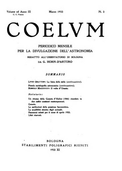 Coelum periodico mensile per la divulgazione dell'astronomia