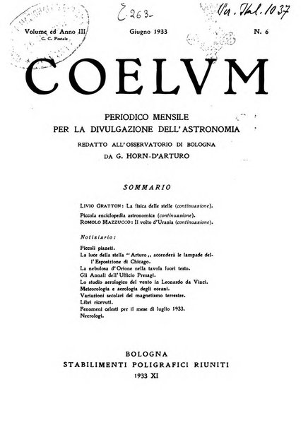 Coelum periodico mensile per la divulgazione dell'astronomia