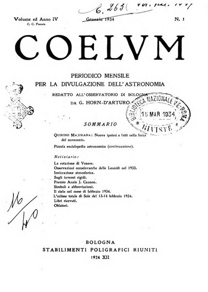 Coelum periodico mensile per la divulgazione dell'astronomia