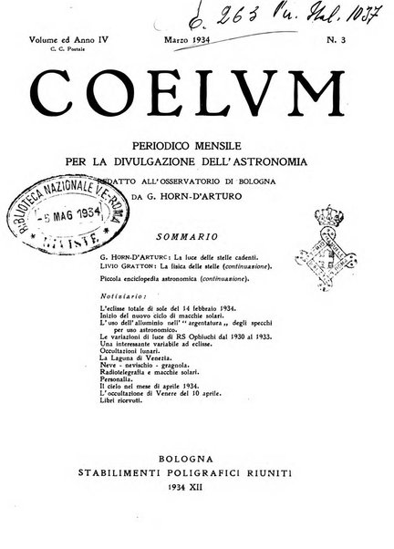 Coelum periodico mensile per la divulgazione dell'astronomia