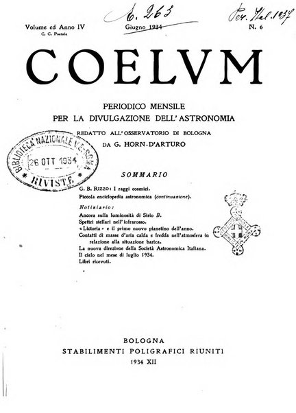 Coelum periodico mensile per la divulgazione dell'astronomia