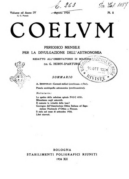 Coelum periodico mensile per la divulgazione dell'astronomia