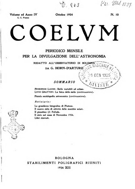 Coelum periodico mensile per la divulgazione dell'astronomia