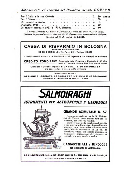 Coelum periodico mensile per la divulgazione dell'astronomia