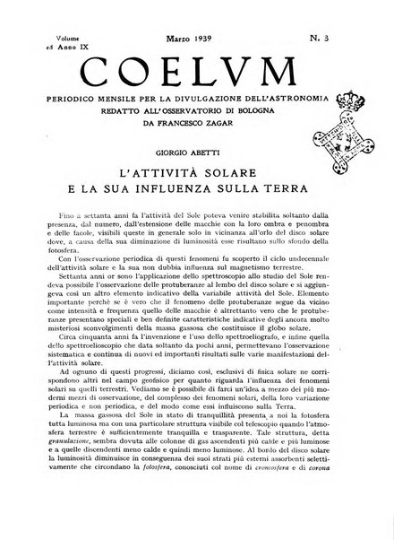 Coelum periodico mensile per la divulgazione dell'astronomia