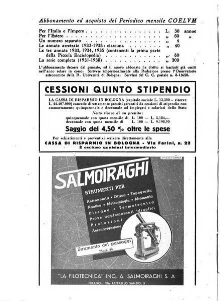 Coelum periodico mensile per la divulgazione dell'astronomia