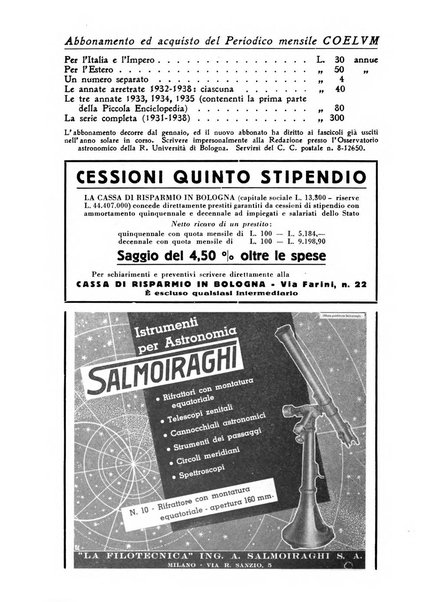 Coelum periodico mensile per la divulgazione dell'astronomia