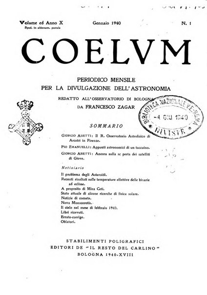 Coelum periodico mensile per la divulgazione dell'astronomia