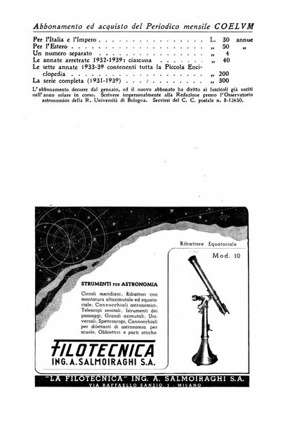 Coelum periodico mensile per la divulgazione dell'astronomia