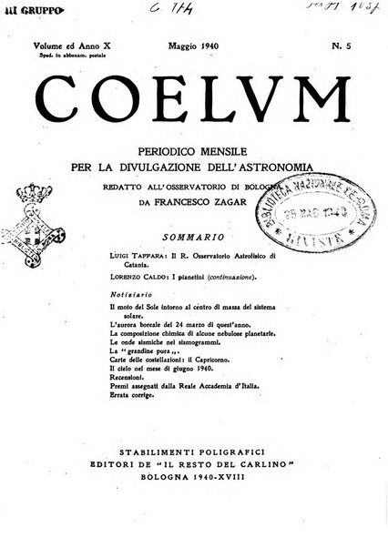 Coelum periodico mensile per la divulgazione dell'astronomia