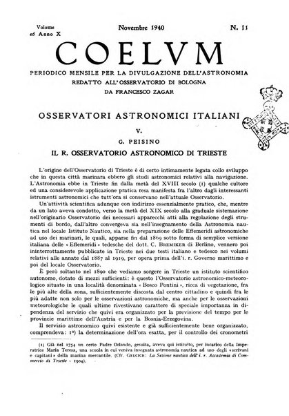 Coelum periodico mensile per la divulgazione dell'astronomia