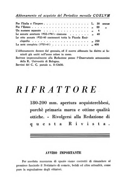 Coelum periodico mensile per la divulgazione dell'astronomia