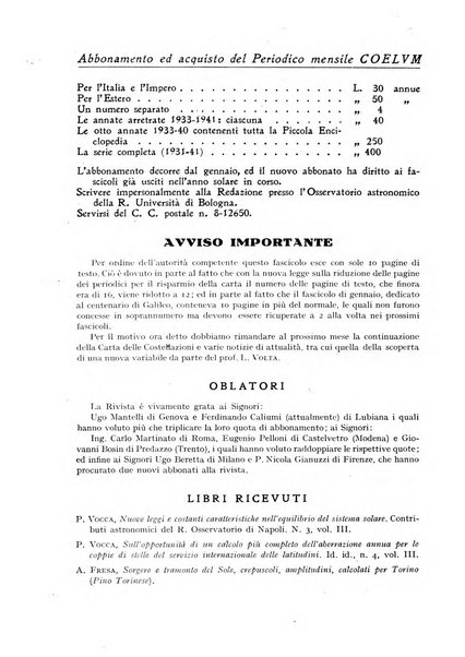 Coelum periodico mensile per la divulgazione dell'astronomia