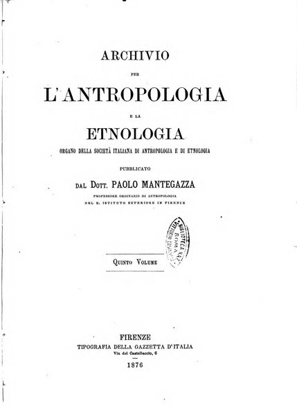 Archivio per l'antropologia e la etnologia