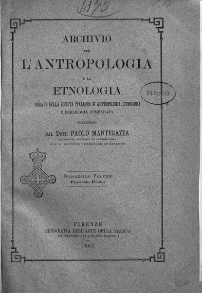 Archivio per l'antropologia e la etnologia