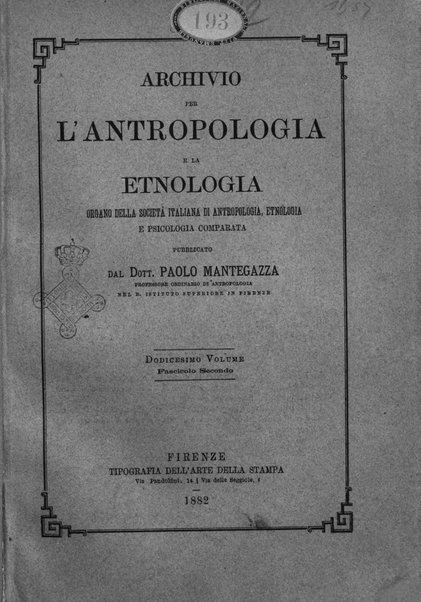 Archivio per l'antropologia e la etnologia