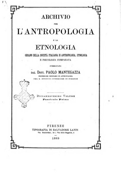 Archivio per l'antropologia e la etnologia