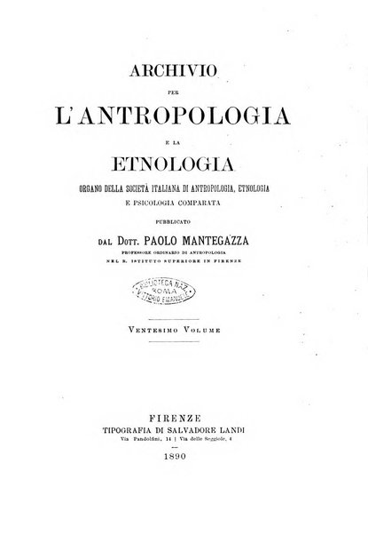 Archivio per l'antropologia e la etnologia