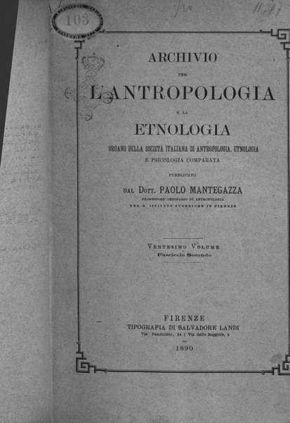 Archivio per l'antropologia e la etnologia