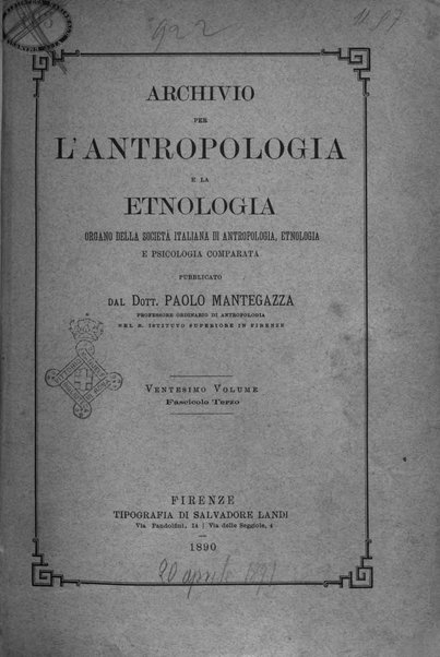 Archivio per l'antropologia e la etnologia