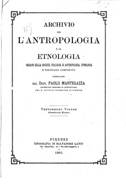 Archivio per l'antropologia e la etnologia