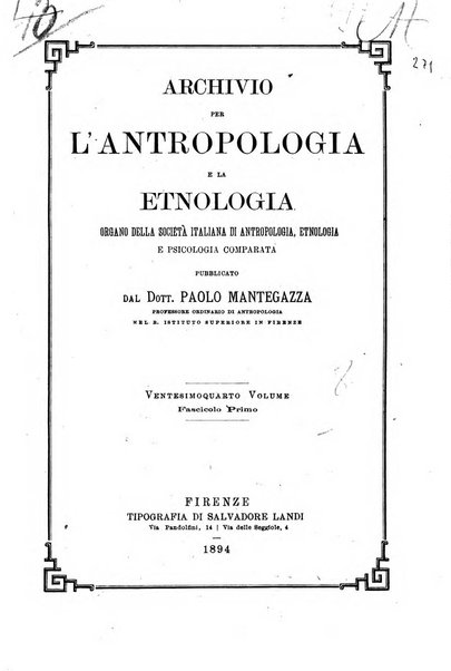 Archivio per l'antropologia e la etnologia