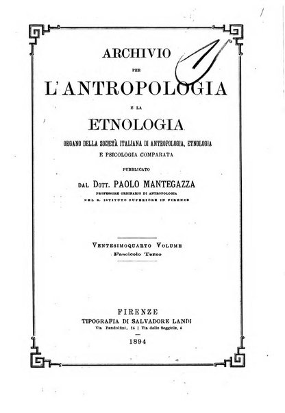 Archivio per l'antropologia e la etnologia