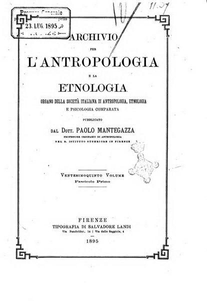 Archivio per l'antropologia e la etnologia